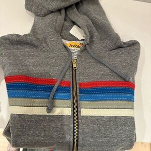 NWT Aviator Nation Zip Hoodie Size Extra Small Gray